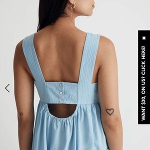 Madewell Poplin Cutout Back Empire MIDI Dress